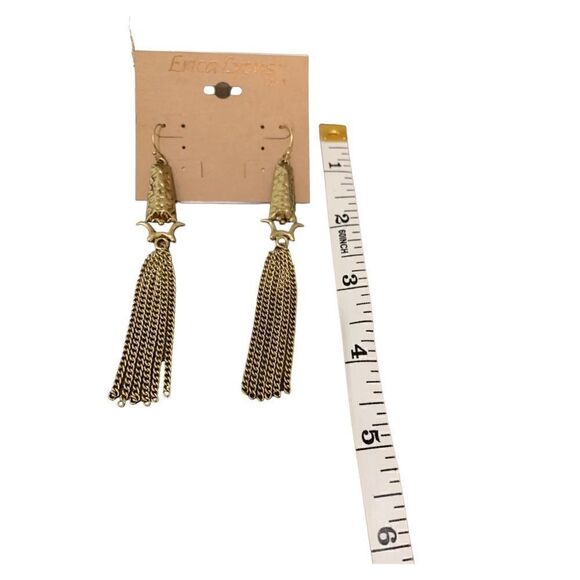 Erica Lyons gold tone tassel earrings.  NWT - Picture 4 of 5